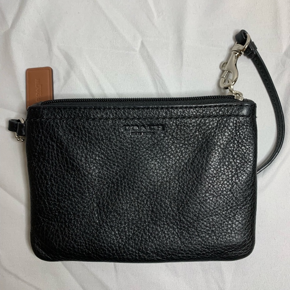 Coach Black Pebbled Leather Wristlet